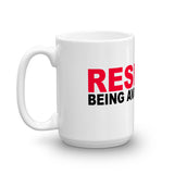 Mug with saying 'Resist Being Average' and the YA logo. - Youthful Ambition YA